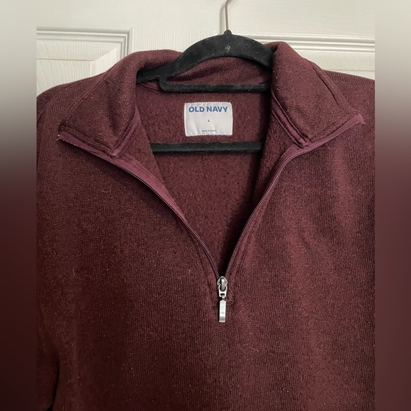 Old Navy Men's Burgundy Quarterzip Sweater - Picture 2 of 5